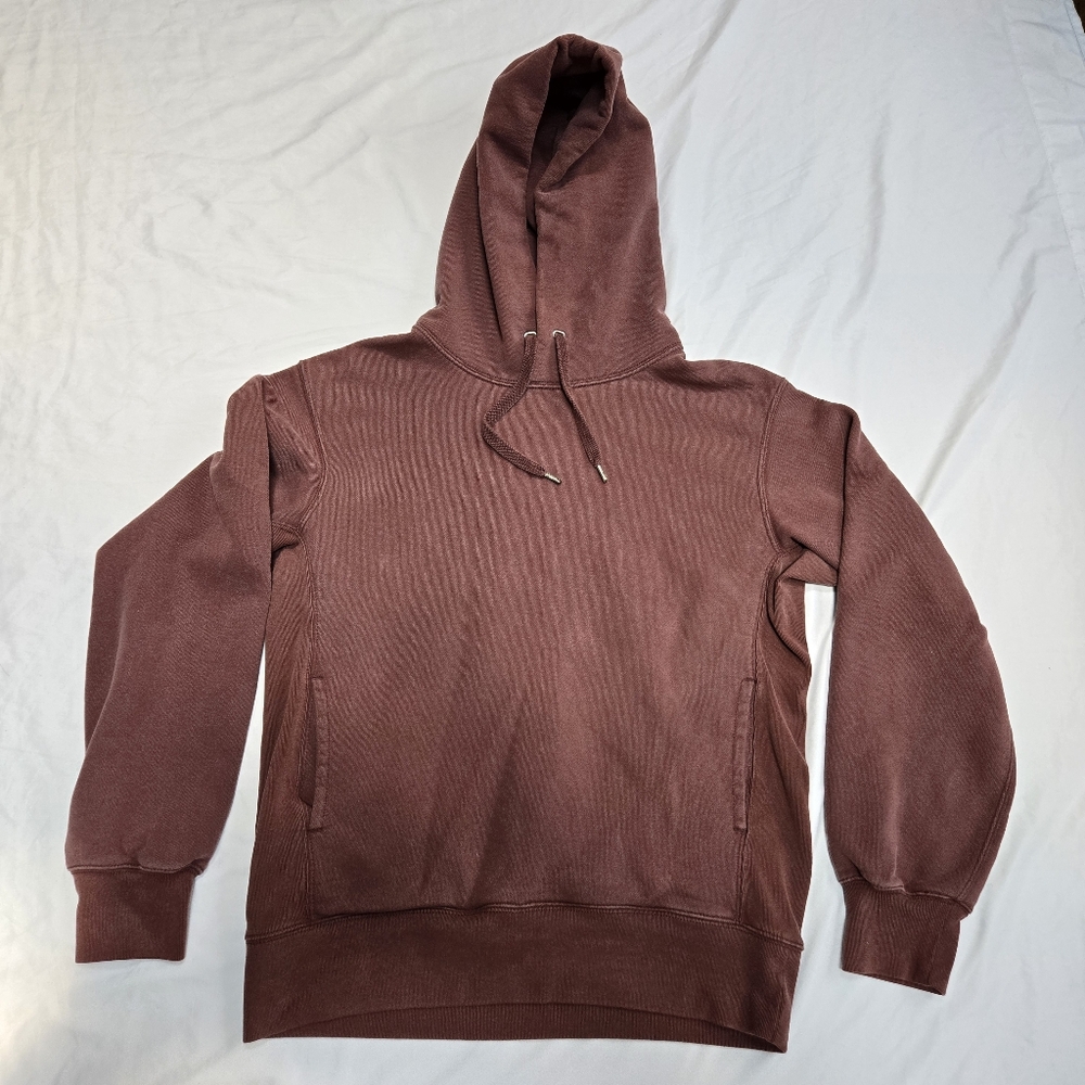 Uniqlo U Light Maroon Made In Vietnam Cotton Bland Pullover Hoodie Sweatshirt